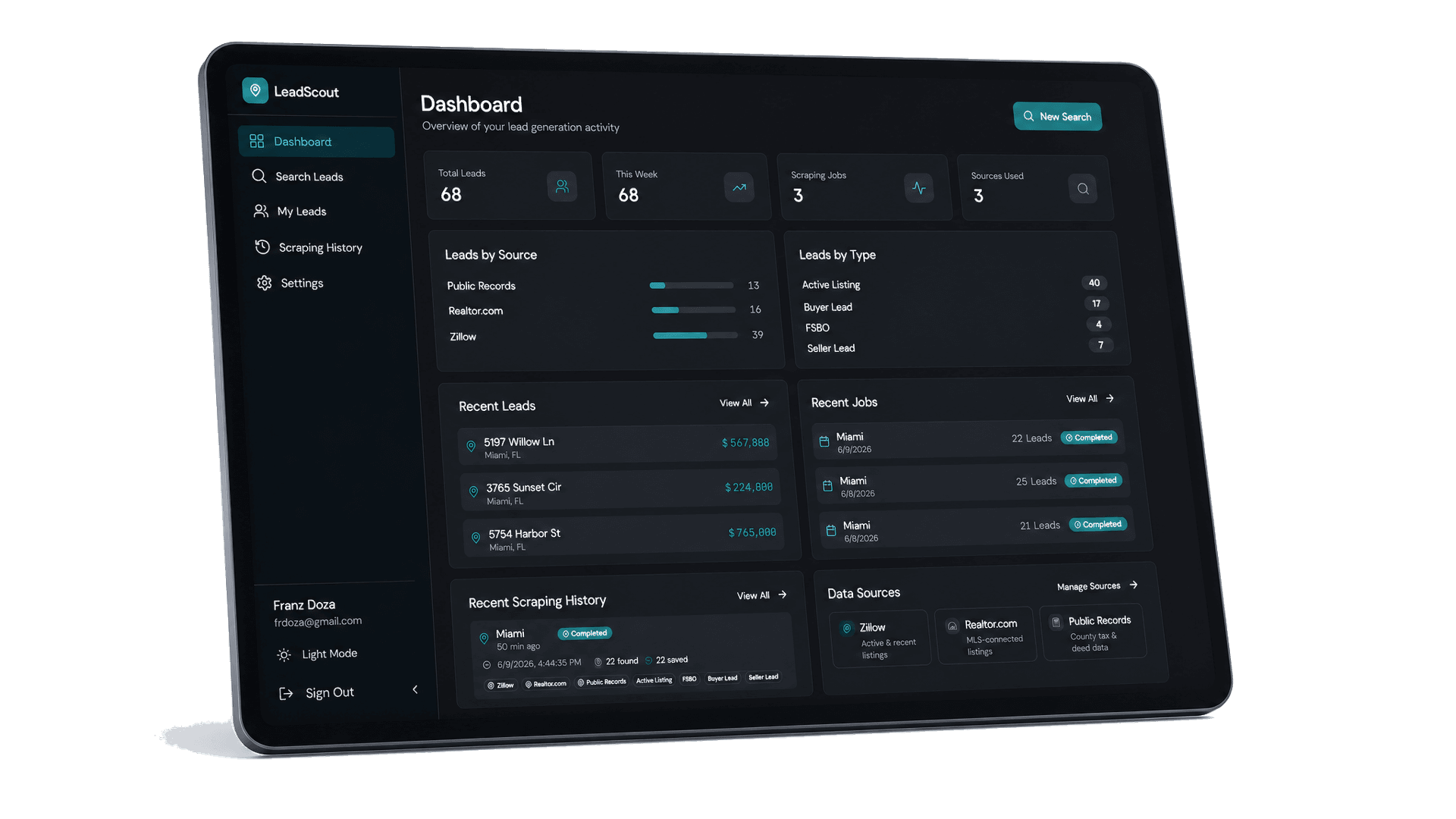 LeadScout dashboard